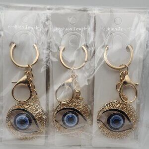 Gold and Blue Evil Eye Keychain